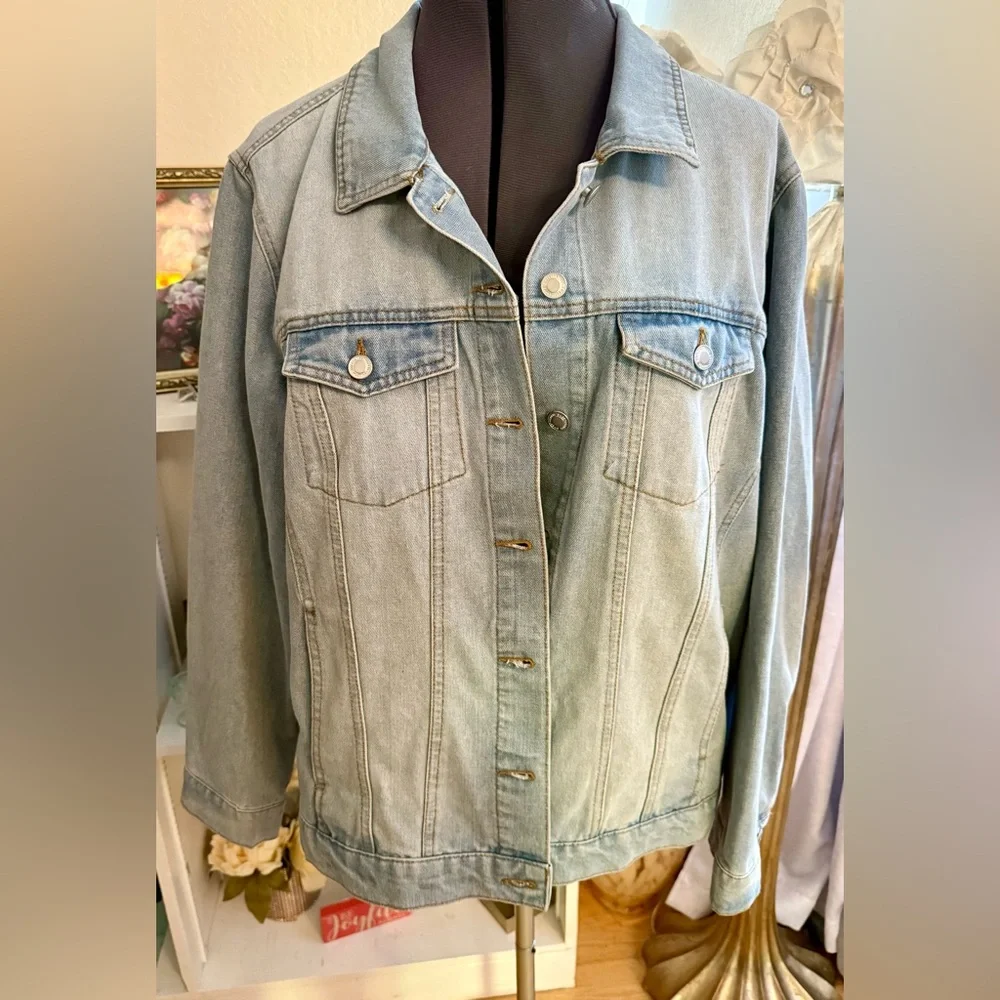 SWEETHEART LA 2X FRINGED BUTTON UP DENIM JACKET IN LIGHT WASH Cowgirl 90’s - Picture 1 of 13
